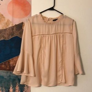Riley & James light pink blouse with bell sleeves size large